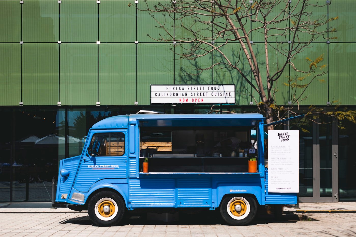 Customers ordering ahead at a food truck window